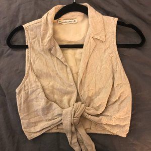 Abercrombie & Fitch Tie-Front Linen-Blend Top